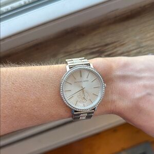 Michael Kors Silver and Crystal Watch